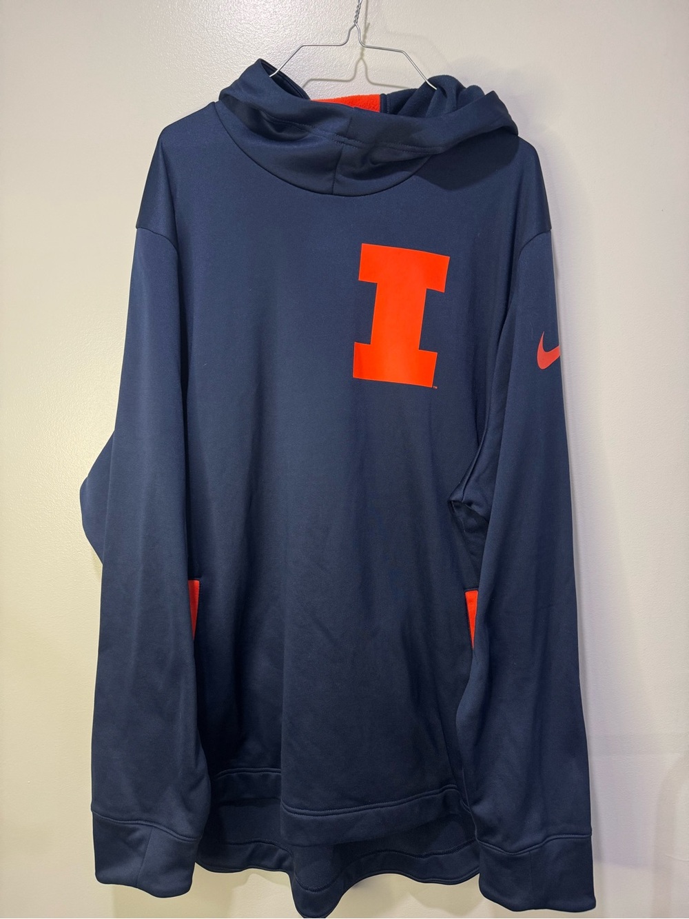 Nike Illinois Men’s Navy Hoodie with Bright Orange Logo